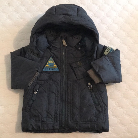 Diesel Baby Puffer Jacket - Navy Blue (Size: 6M) - Picture 2 of 8